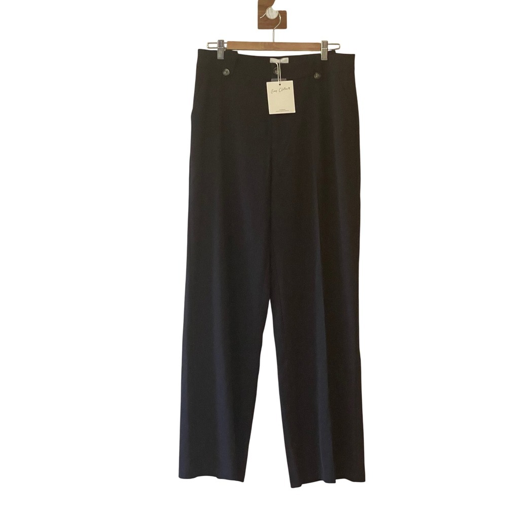Easy Clothes Black Wide Leg Trousers Button Front High Waist Pants XL